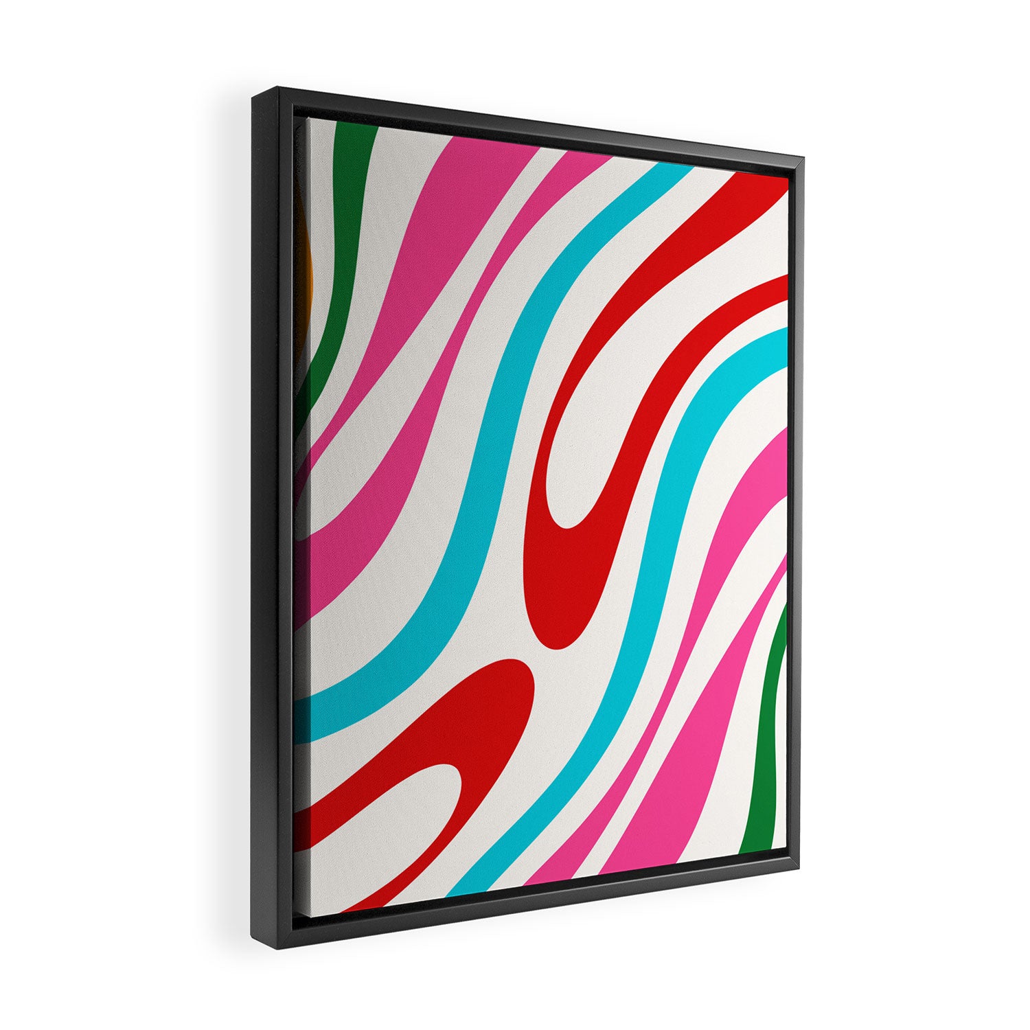 Abstract Wavy Loops Colorful Whimsical Retro Modern Pattern Framed Canvas Print Gallery Image 2