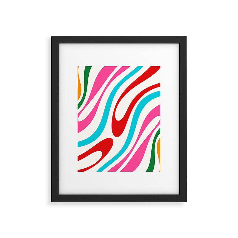 Abstract Wavy Loops Colorful Whimsical Retro Modern Pattern Framed Art Print Gallery Image 4