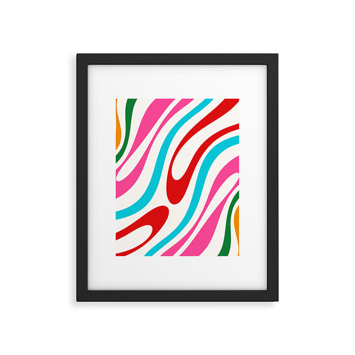 Abstract Wavy Loops Colorful Whimsical Retro Modern Pattern Framed Art Print Gallery Image 1