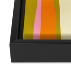 Abstract Wild Stripes Eclectic Pattern in Pink Chartreuse Orange Cream Framed Canvas Print Gallery Image 3