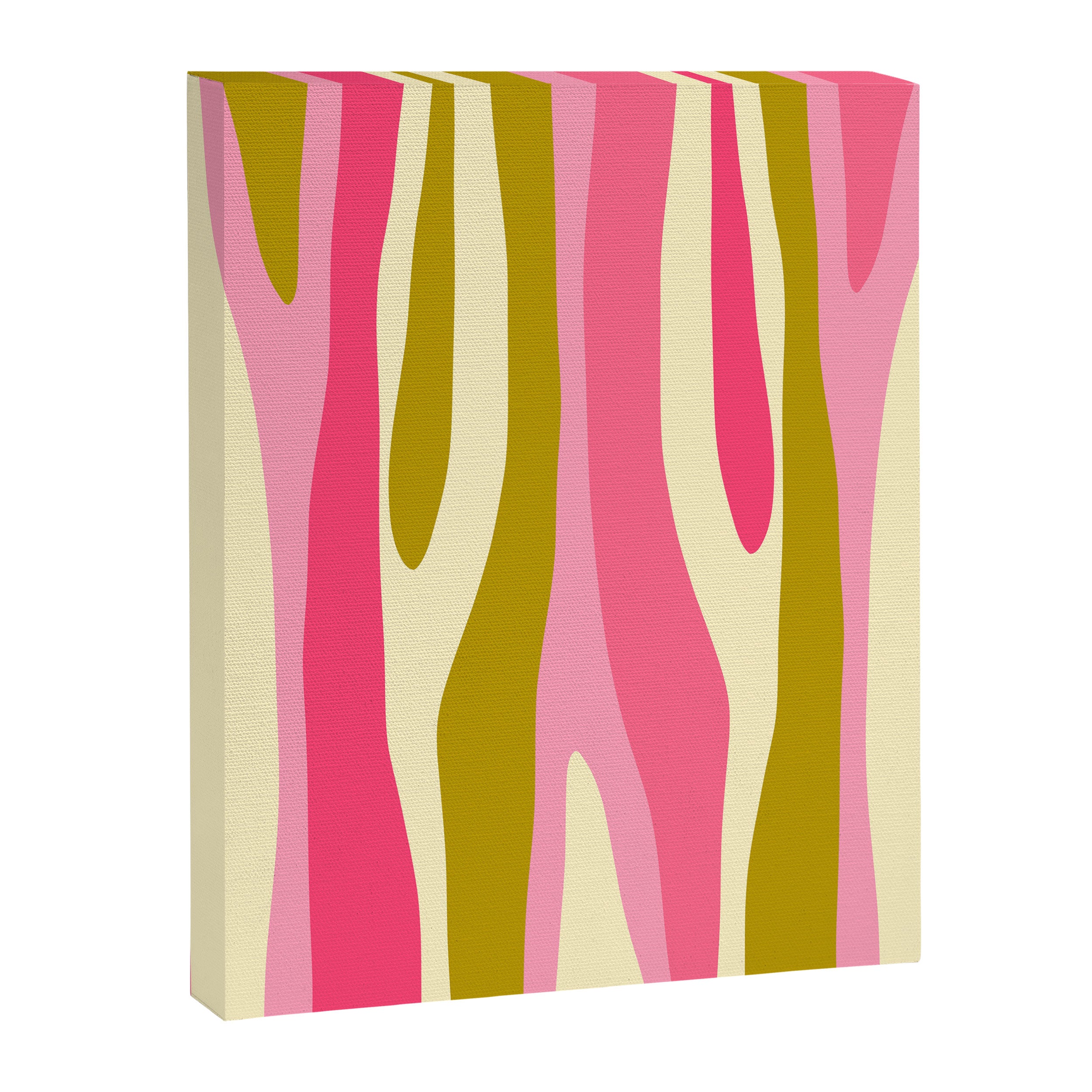 Abstract Wild Stripes Pattern in Pink and Olive Yellow Canvas Print Gallery Image 8