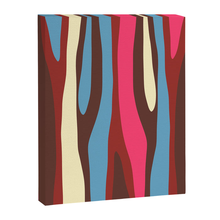 Abstract Wild Stripes Pattern in Pink Maroon Brown Blue Canvas Print Gallery Image 1