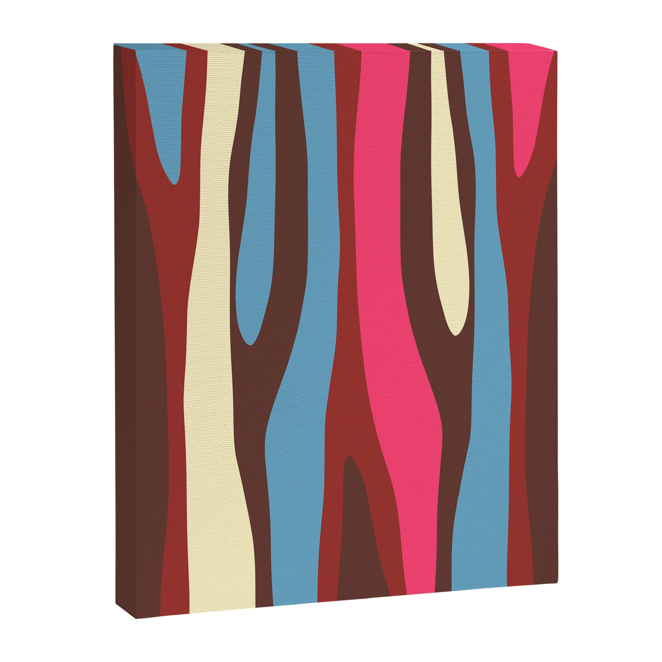 Abstract Wild Stripes Pattern in Pink Maroon Brown Blue Canvas Print Gallery Image 8