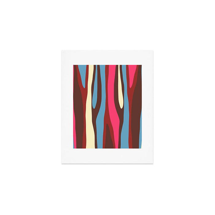 Abstract Wild Stripes Pattern in Pink Maroon Brown Blue Art Print Gallery Image 1