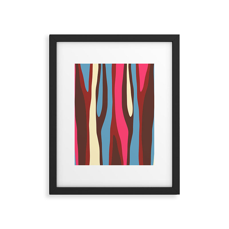 Abstract Wild Stripes Pattern in Pink Maroon Brown Blue Framed Art Print Gallery Image 6