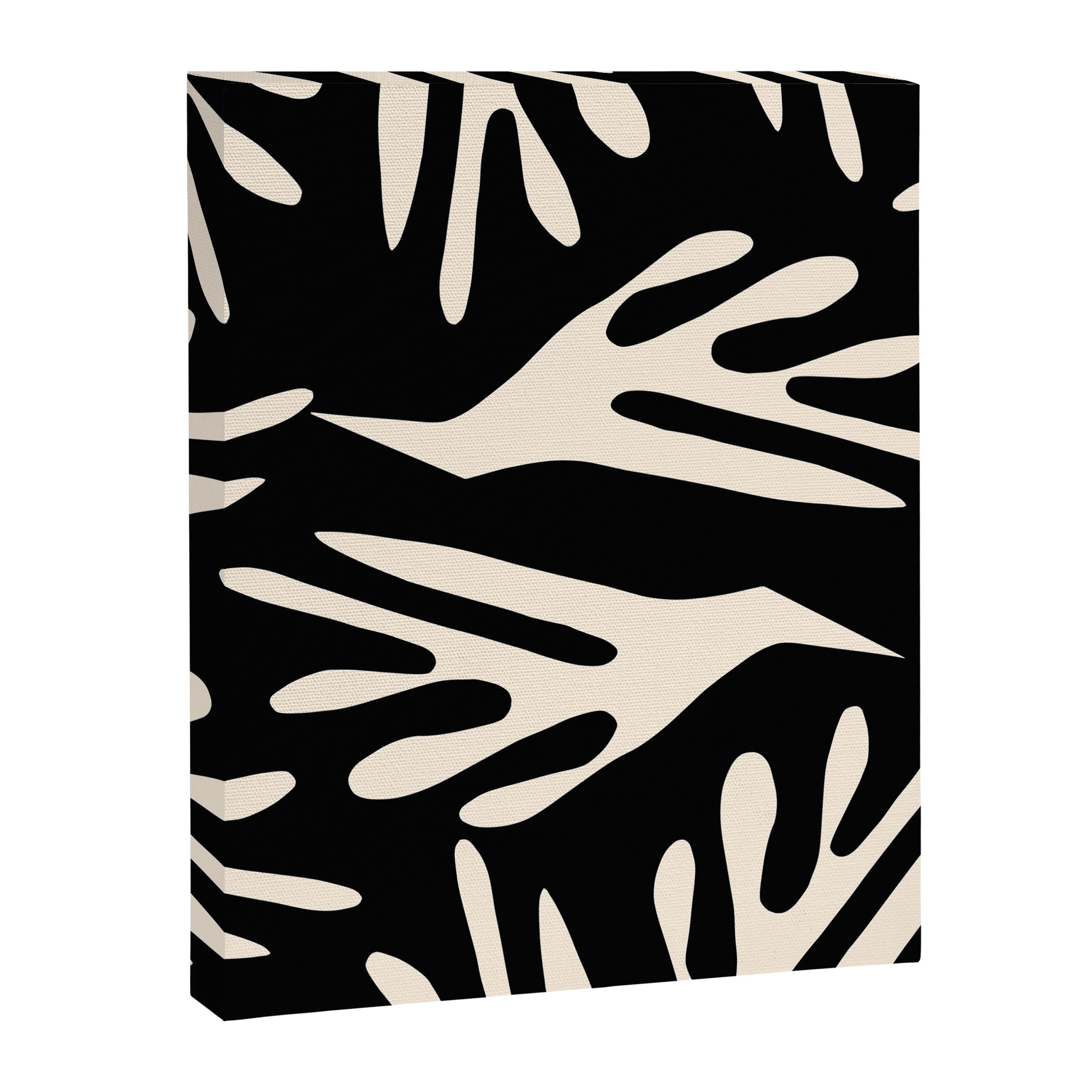Ailanthus Cutouts Abstract Pattern in Black and Cream Canvas Print Gallery Image 6