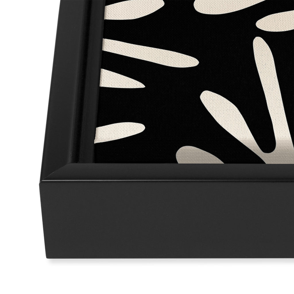 Ailanthus Cutouts Abstract Pattern in Black and Cream Framed Canvas Print Gallery Image 3