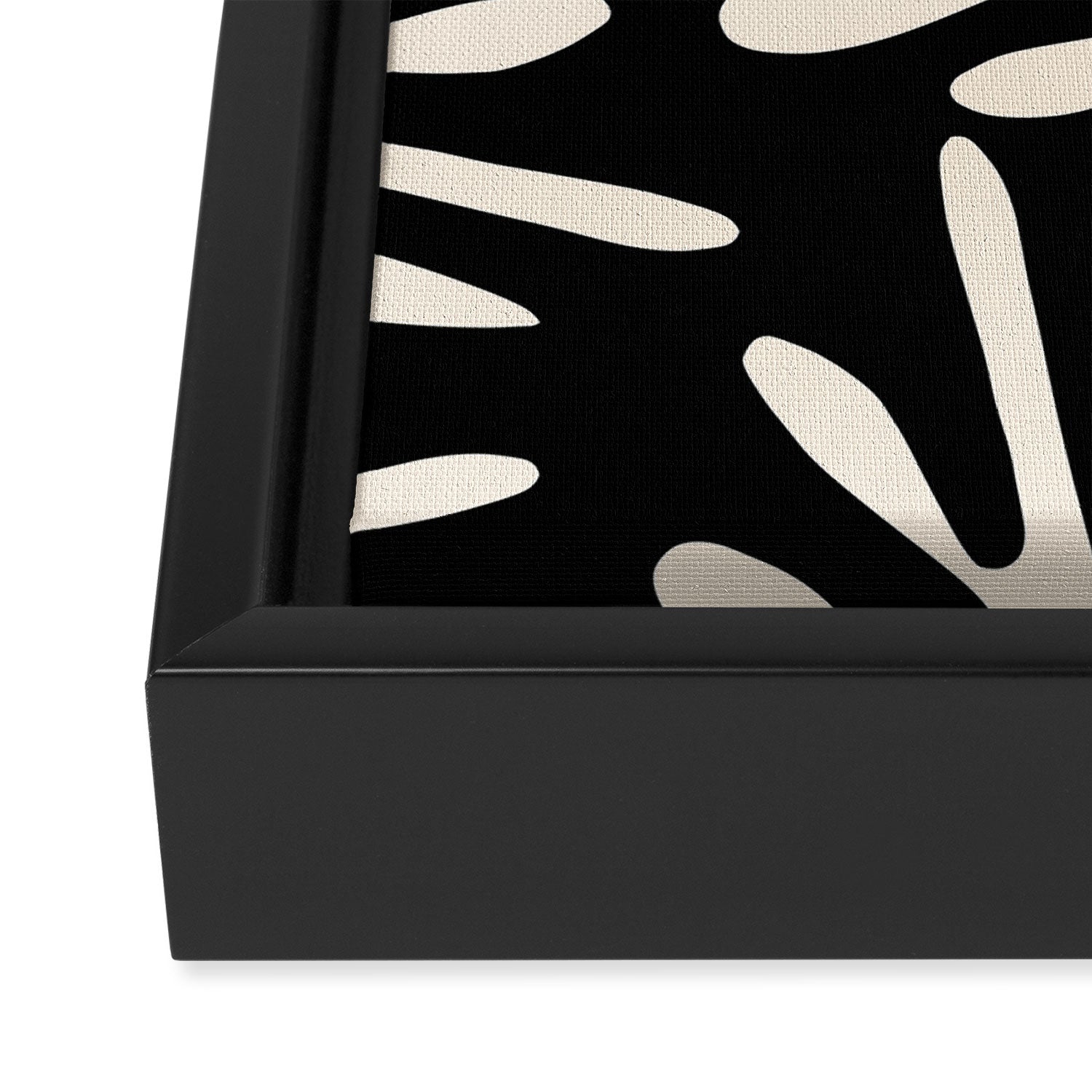 Ailanthus Cutouts Abstract Pattern in Black and Cream Framed Canvas Print Gallery Image 3