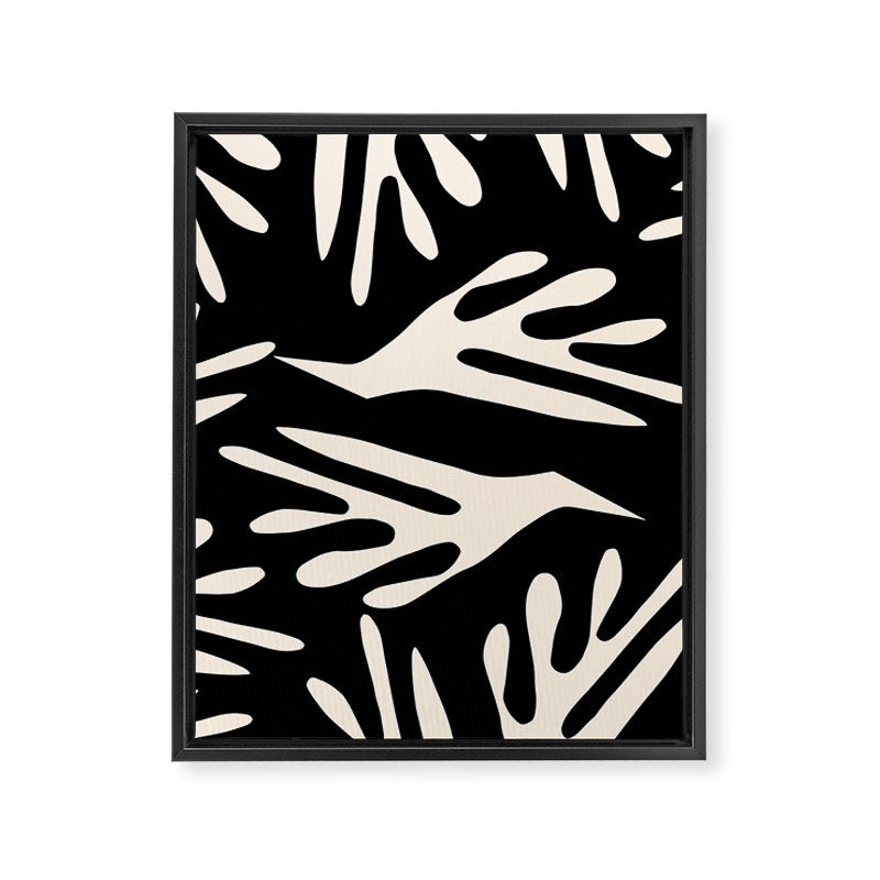 Ailanthus Cutouts Abstract Pattern in Black and Cream Framed Canvas Print Gallery Image 6