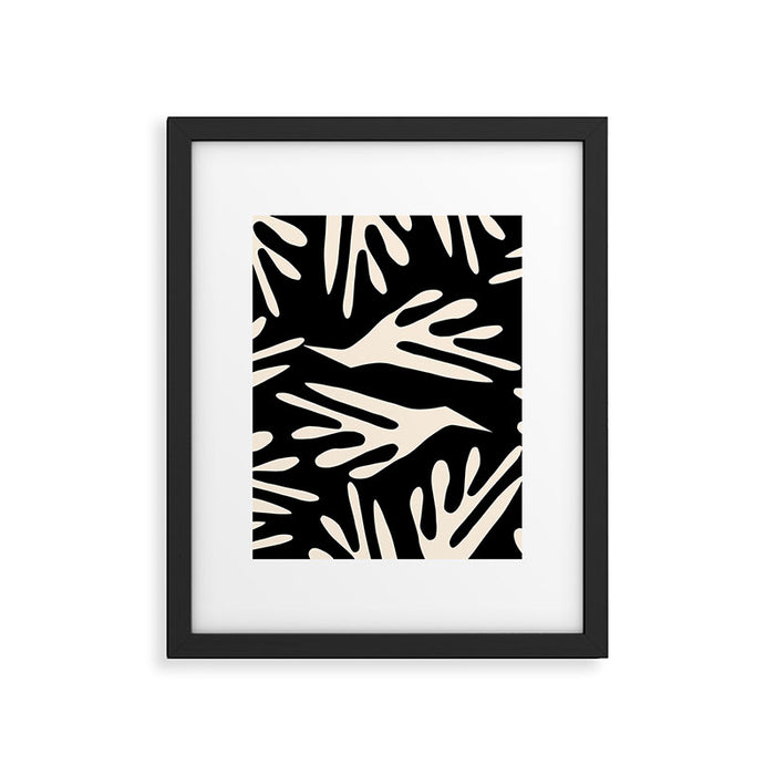 Ailanthus Cutouts Abstract Pattern in Black and Cream Framed Art Print Gallery Image 1
