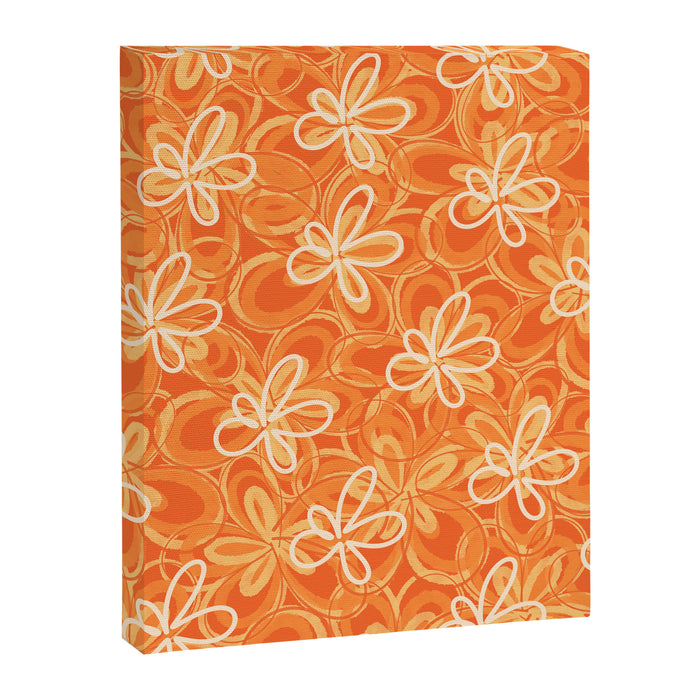 Alice Flowers - Retro Floral Pattern in Orange Tangerine Canvas Print Gallery Image 1