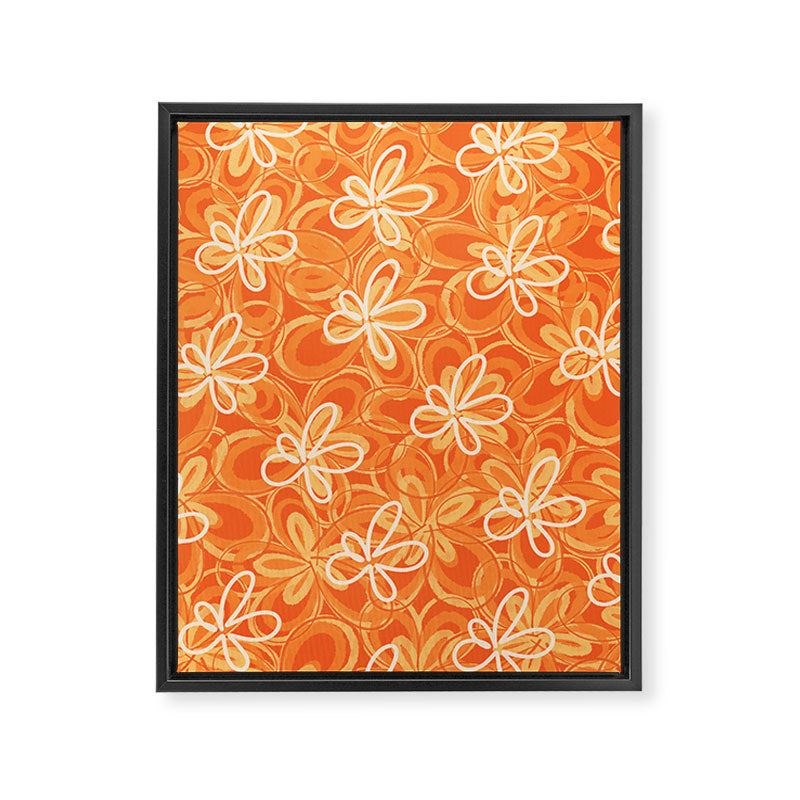 Alice Flowers - Retro Floral Pattern in Orange Tangerine Framed Canvas Print Gallery Image 8