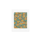 Alice Flowers Retro Floral Pattern Orange Turquoise Teal Rust Art Print Gallery Image 1
