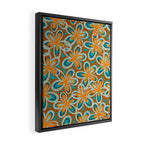 Alice Flowers Retro Floral Pattern Orange Turquoise Teal Rust Framed Canvas Print Gallery Image 2