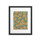 Alice Flowers Retro Floral Pattern Orange Turquoise Teal Rust Framed Art Print Gallery Image 6