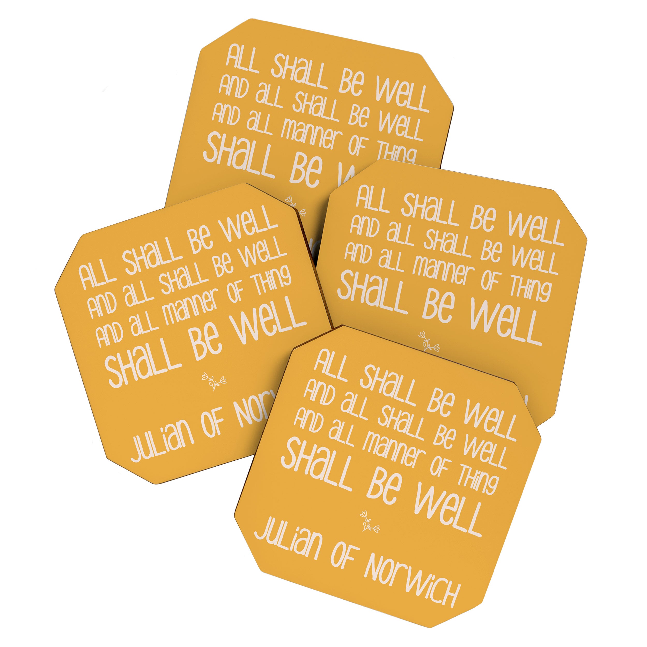 All Shall Be Well - Inspirational Quote Typography Julian of Norwich Coaster Gallery Image 1
