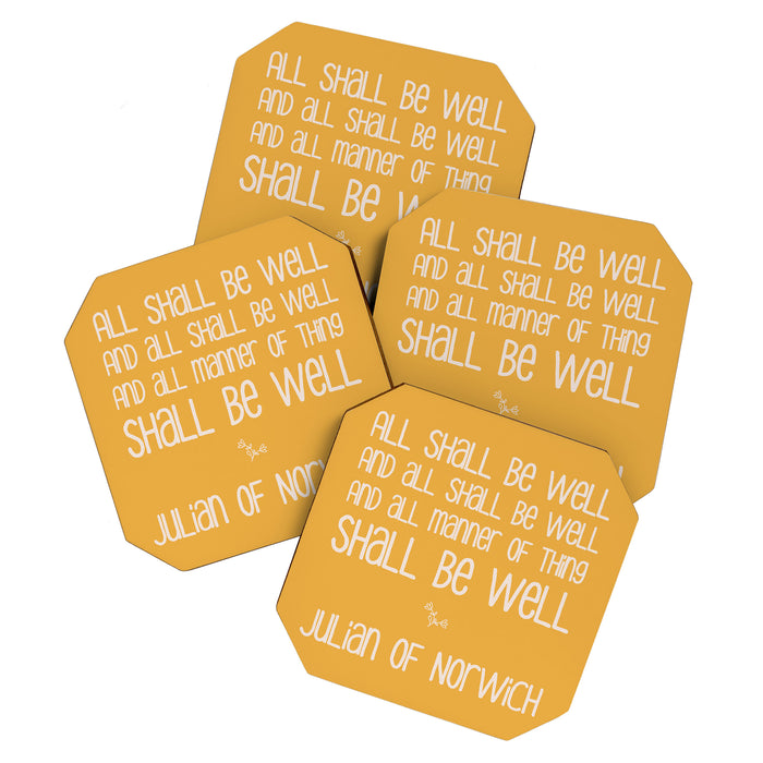 All Shall Be Well - Inspirational Quote Typography Julian of Norwich Coaster Gallery Image 1