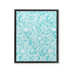 Aqua Turquoise Blue Vintage Floral Botanical Pattern Framed Canvas Print Gallery Image 6