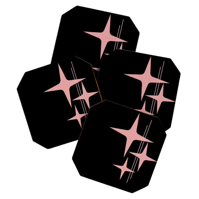 Atomic 50s Retro Star Trio in Vintage Pink and Black Coaster Gallery Image 1