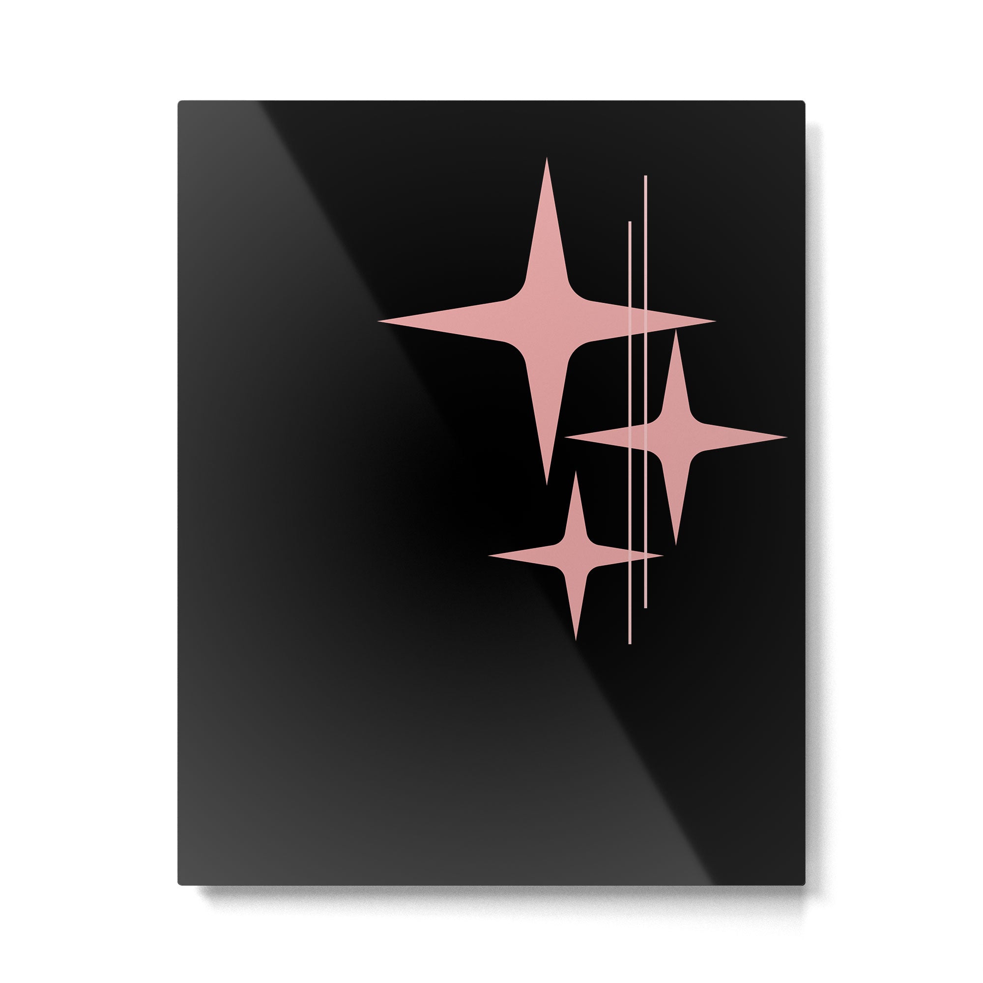 Atomic 50s Retro Star Trio in Vintage Pink and Black Metal Print Gallery Image 6