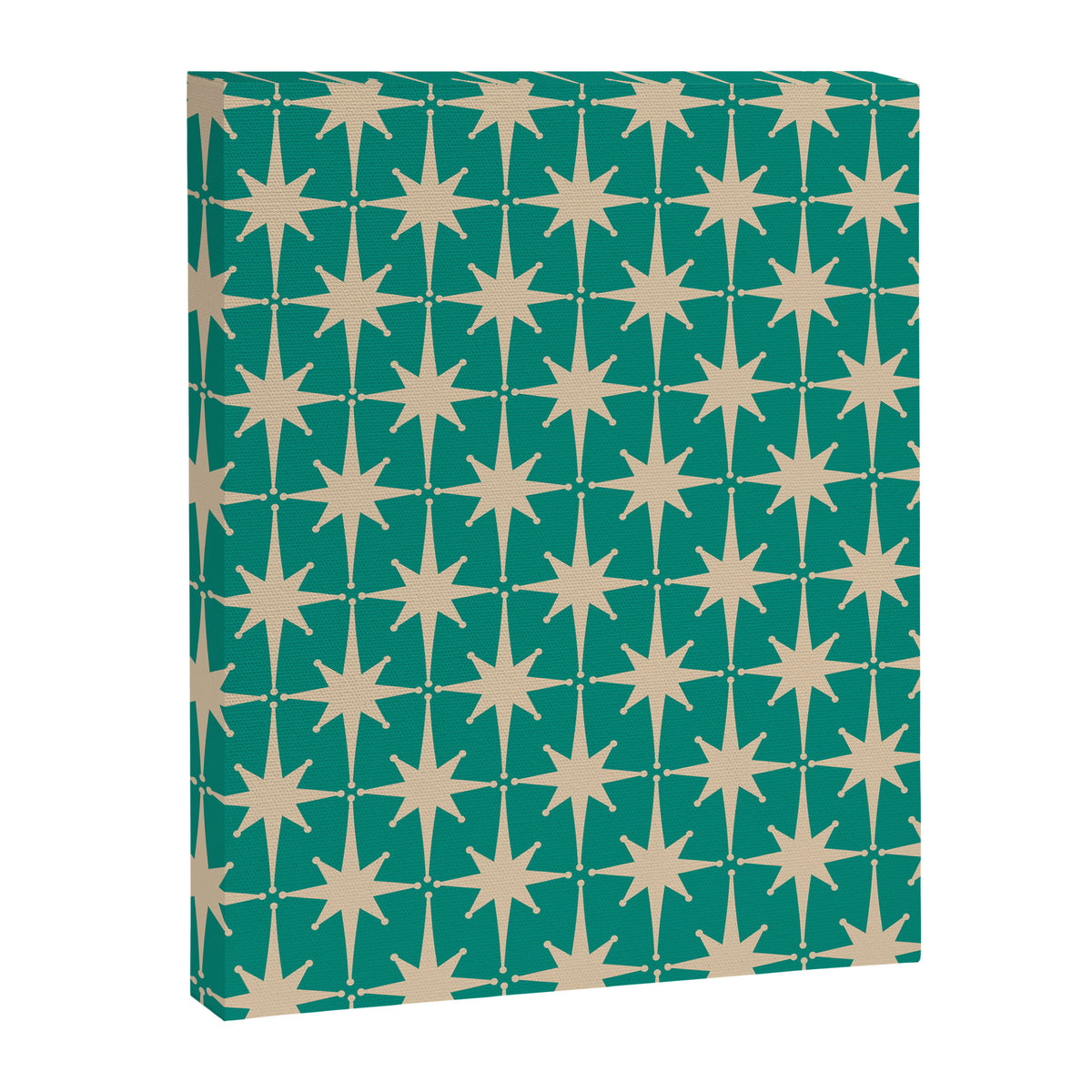 Atomic Age 1950s Retro Starburst Pattern in Mid-Century Modern Beige and Turquoise Teal   Canvas Print Gallery Image 6