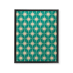 Atomic Age 1950s Retro Starburst Pattern in Mid-Century Modern Beige and Turquoise Teal   Framed Canvas Print Gallery Image 6