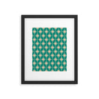 Atomic Age 1950s Retro Starburst Pattern in Mid-Century Modern Beige and Turquoise Teal   Framed Art Print Gallery Image 4