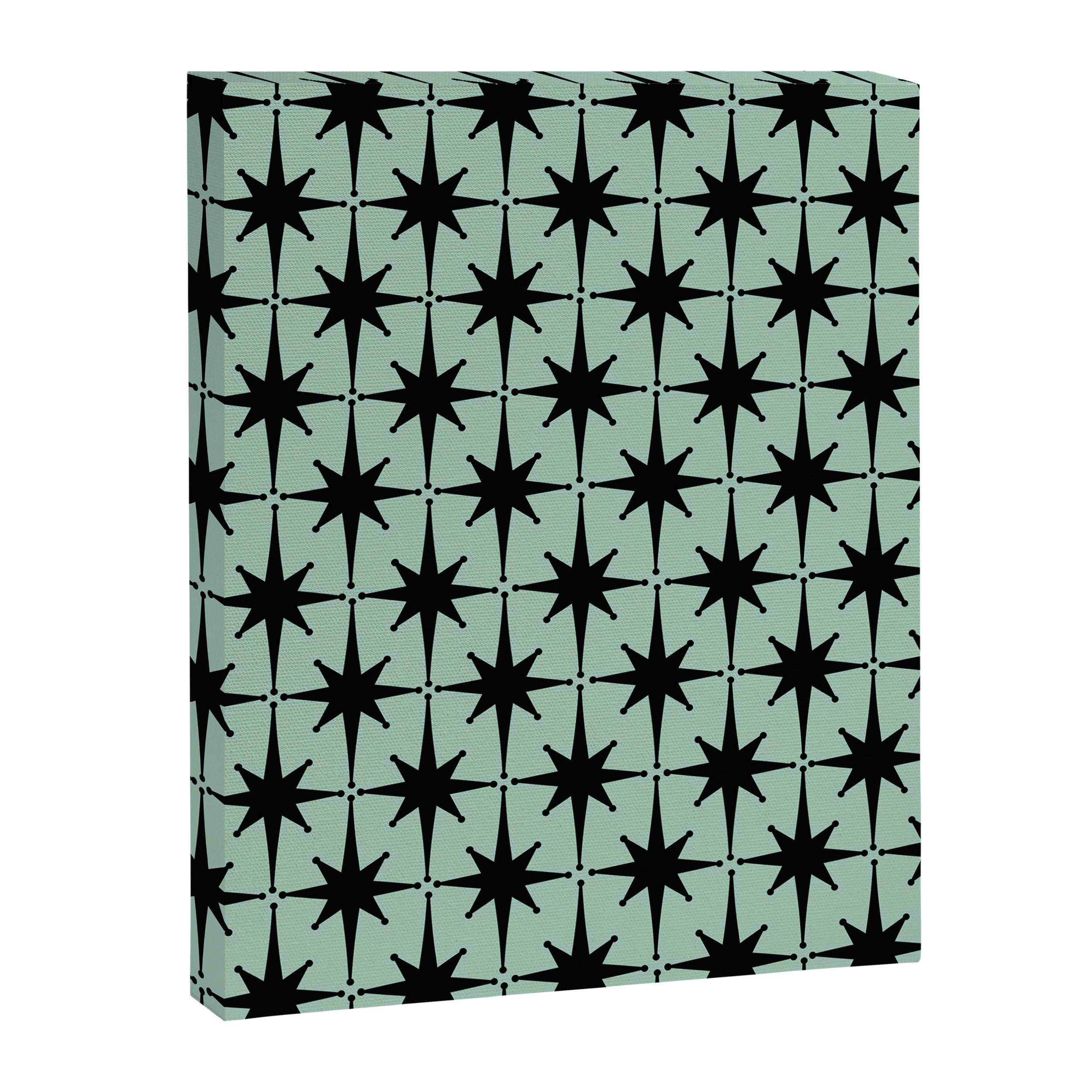 Atomic Age 1950s Retro Starburst Pattern in Black and Mid-Century Modern Mint Canvas Print Gallery Image 6