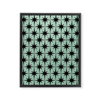 Atomic Age 1950s Retro Starburst Pattern in Black and Mid-Century Modern Mint Framed Canvas Print Gallery Image 6