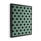 Atomic Age 1950s Retro Starburst Pattern in Black and Mid-Century Modern Mint Framed Canvas Print Gallery Image 2