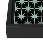 Atomic Age 1950s Retro Starburst Pattern in Mid-Century Modern Mint and Black Framed Canvas Print Gallery Image 3