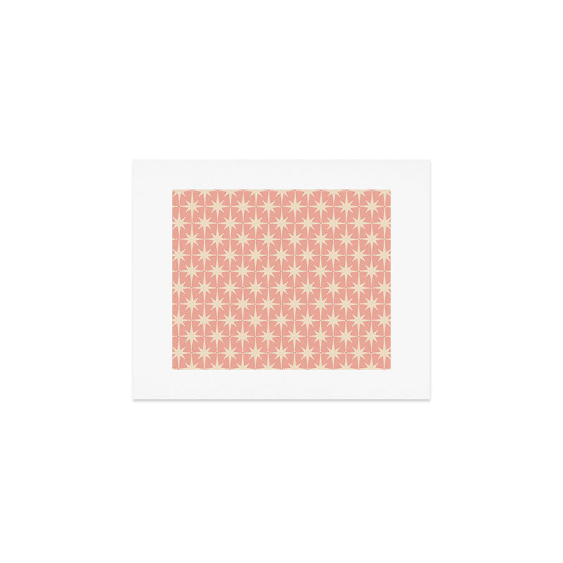 Atomic Age 1950s Retro Starburst Pattern in Cream and Blush Pink  Art Print Gallery Image 1