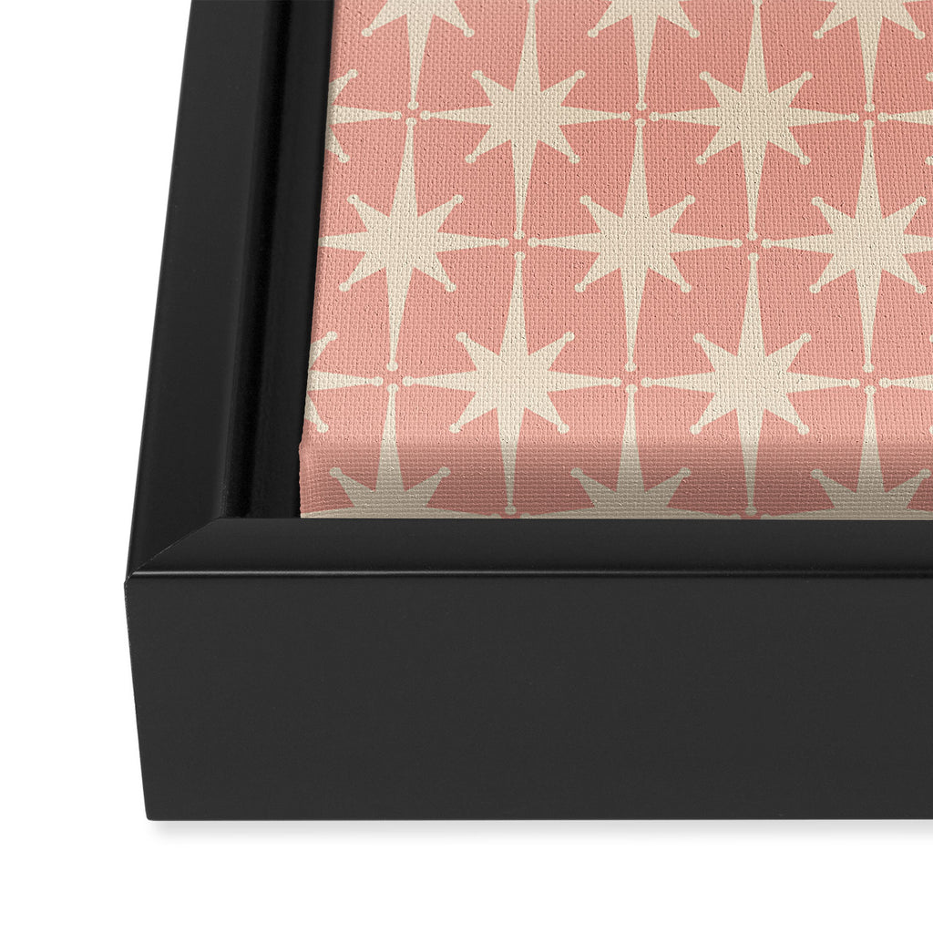 Atomic Age 1950s Retro Starburst Pattern in Cream and Blush Pink  Framed Canvas Print Gallery Image 3