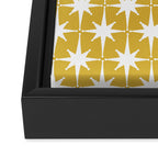 Atomic Age 1950s Retro Starburst Pattern in White and Light Mustard Framed Canvas Print Gallery Image 3