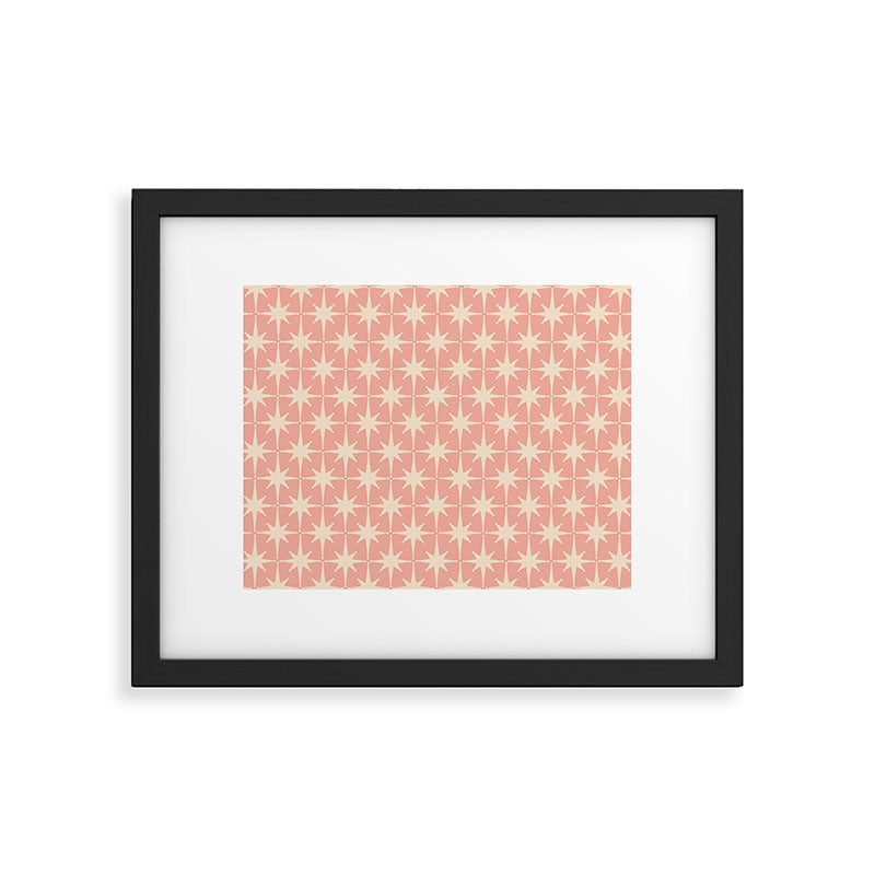 Atomic Age 1950s Retro Starburst Pattern in Cream and Blush Pink  Framed Art Print Gallery Image 5