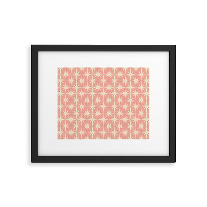 Atomic Age 1950s Retro Starburst Pattern in Cream and Blush Pink  Framed Art Print Gallery Image 1