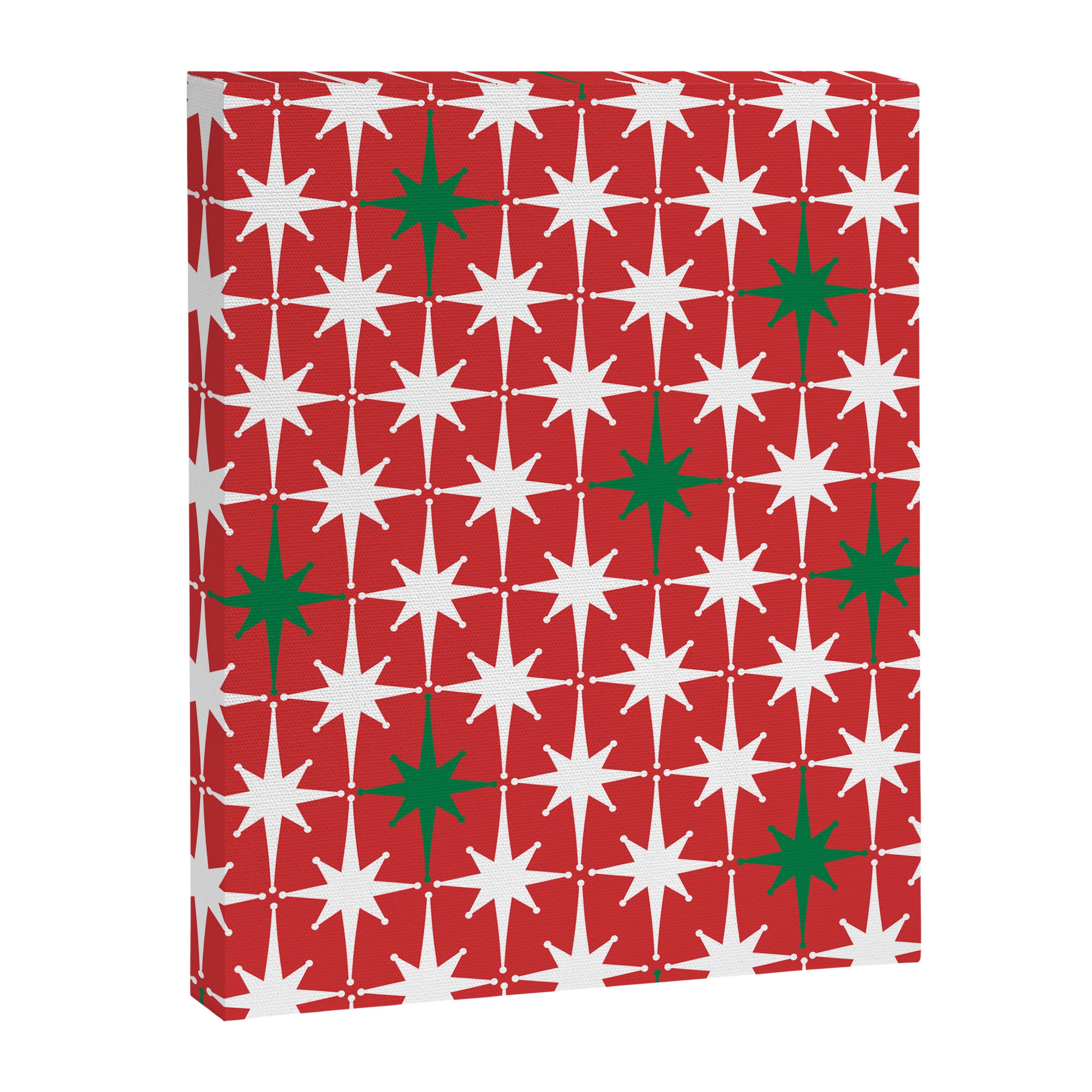 Atomic Age 1950s Retro Vintage Mid-Century Starbursts Pattern in Christmas Green Red White Canvas Print Gallery Image 6