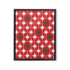 Atomic Age 1950s Retro Vintage Mid-Century Starbursts Pattern in Christmas Green Red White Framed Canvas Print Gallery Image 6