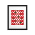 Atomic Age 1950s Retro Vintage Mid-Century Starbursts Pattern in Christmas Green Red White Framed Art Print Gallery Image 5