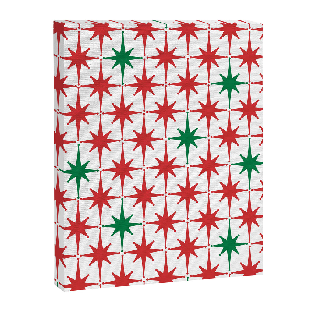 Atomic Age 1950s Retro Vintage Mid-Century Starburst Pattern in Christmas Red Green White Canvas Print Gallery Image 6