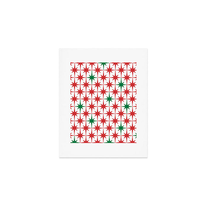 Atomic Age 1950s Retro Vintage Mid-Century Starburst Pattern in Christmas Red Green White Art Print Gallery Image 1