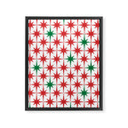 Atomic Age 1950s Retro Vintage Mid-Century Starburst Pattern in Christmas Red Green White Framed Canvas Print Gallery Image 6
