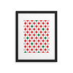 Atomic Age 1950s Retro Vintage Mid-Century Starburst Pattern in Christmas Red Green White Framed Art Print Gallery Image 5