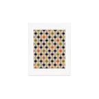 Atomic Age 1950s Starburst Pattern in Mid Mod Orange, Olive Green, Navy Blue, and Beige Art Print Gallery Image 1