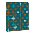 Atomic Age 1950s Starburst Pattern in Mid-Century Modern Turquoise, Rust, Teal Canvas Print Gallery Image 6