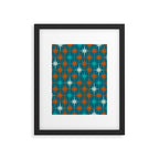 Atomic Age 1950s Starburst Pattern in Mid-Century Modern Turquoise, Rust, Teal Framed Art Print Gallery Image 5