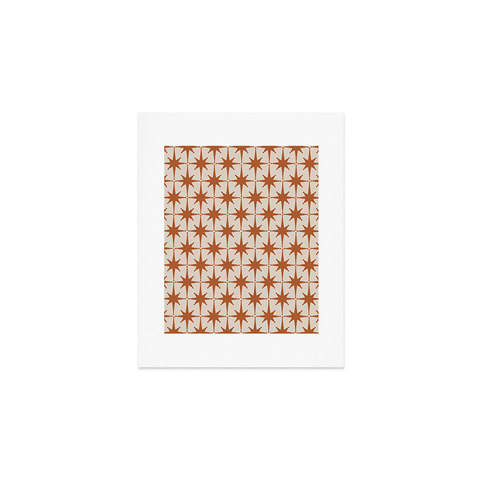 Atomic Age 50s Starburst Pattern in Clay and Light Putty Art Print Gallery Image 1