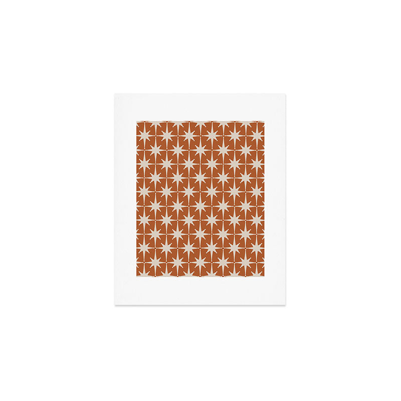 Atomic Age 50s Starburst Pattern in Putty and Light Clay Art Print Gallery Image 1
