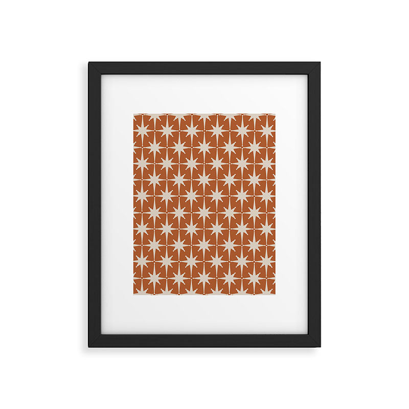 Atomic Age 50s Starburst Pattern in Putty and Light Clay Framed Art Print Gallery Image 5
