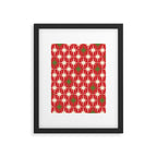 Atomic Age Christmas Starbursts - Midcentury Modern Xmas Holiday Pattern Cream Green Red Framed Art Print Gallery Image 5